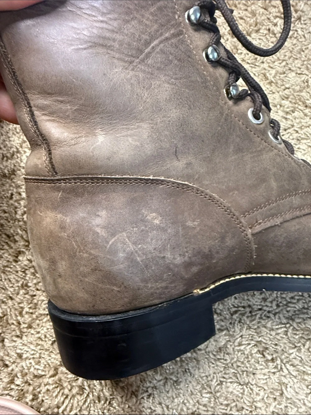 Justin Boots Women McKean Brown Leather Classic Lace Up Design Booties Size 8